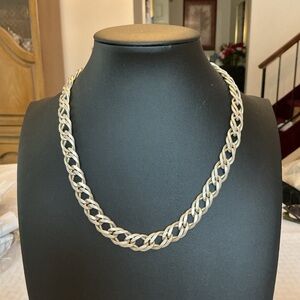 Curb Link Silver Tone Chain Necklace